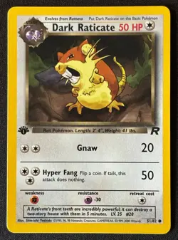 1st Edition Dark Raticate Team Rocket - #51/82 - Vintage Pokemon Card 1999 WOTC - Image 1