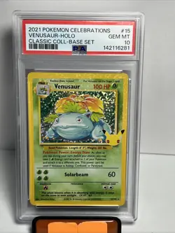 2021 Pokemon Celebrations Classic Collection Base Set #15 Venusaur Holo PSA 10 - Image 1