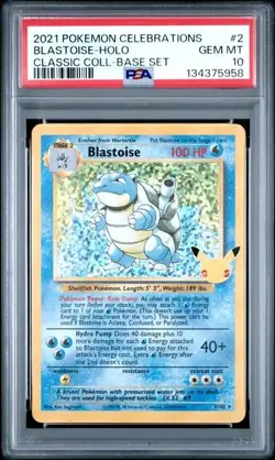 2021 POKEMON CELEBRATIONS CLASSIC COLLECTION 2 BLASTOISE-HOLO PSA 10 GEM MINT - Image 1