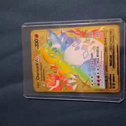 Pokemon CHARIZARD “ Rainbow “ VMAX 074/073 Gold Foil Metal Card Rare - Image 1