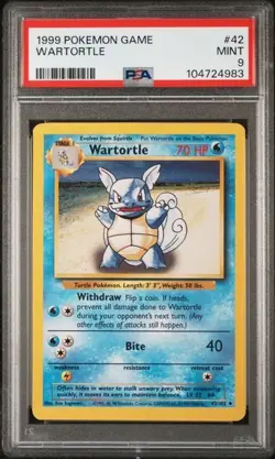 1999 POKEMON BASE SET UNLIMITED #42 WARTORTLE PSA 9 - Image 1