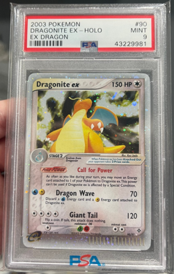 2003 Pokemon EX Dragon Dragonite EX Holo PSA 9 MINT SWIRL - Image 2
