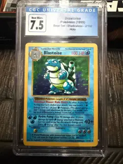 1999 Pokemon Blastoise Base Set 2/102 Shadowless Holo CGC 7.5 - Image 1