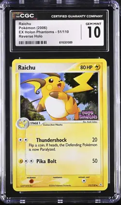 CGC 10 Raichu EX Holon Phantoms 51/110 Reverse Holo Stamped Pokemon Card - Image 1