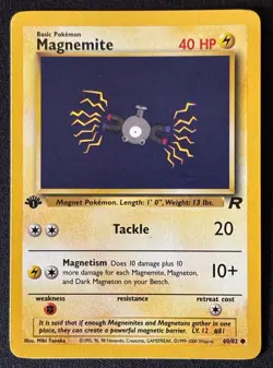 1st Edition Magnemite - Team Rocket - #60/82 - Vintage Pokemon Card 1999 WOTC - Image 1