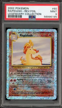 Pokemon Rapidash Legendary Coll. Reverse Holo #60 PSA 9 Mint - Image 1