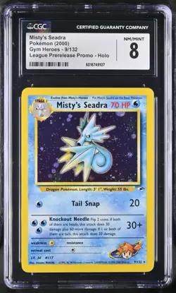 Misty's Seadra #9 Holo Prerelease 2000 Gym Heroes Pokemon CGC 8 💦 - Image 1