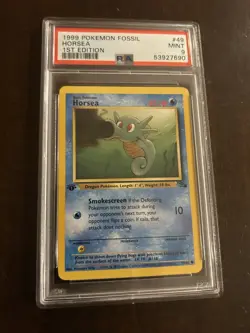 1999 Pokemon Fossil 1st Edition #49 - HORSEA PSA 9 - Image 1