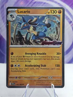 Lucario Scarlet & Violet Stamped 114/198 Cosmos Holo Pokemon Card NM - Image 1