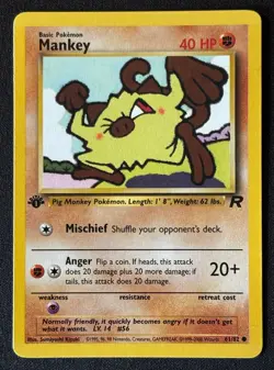 1st Edition Mankey - Team Rocket - #61/82 - Vintage Pokemon Card 1999 WOTC - Image 1
