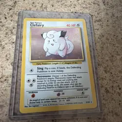 Pokemon TCG Clefairy Base Set Holo Unlimited Rare Card 5/102 - Image 1