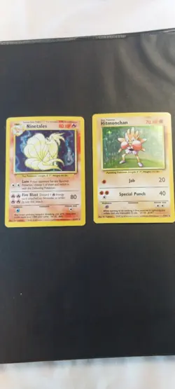 Vintage Pokemon TCG Base Set Holo Ninetales 12/102 & Hitmonchan 7/102 Mp - Lp - Image 1