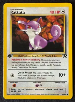 1st Edition Rattata - Team Rocket - #66/82 - Vintage Pokemon Card 1999 WOTC - Image 1