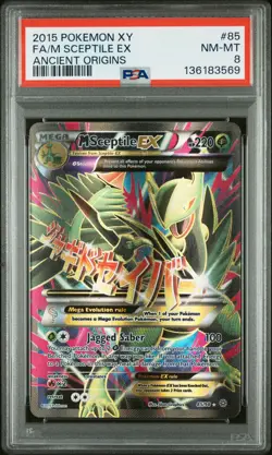 2015 POKEMON XY ANCIENT ORIGINS #85 FULL ART/M SCEPTILE EX PSA 8 - Image 1