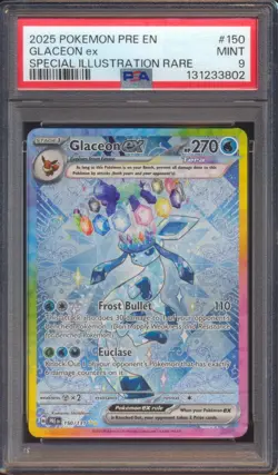 2025 POKEMON PRISMATIC EVOLUTIONS GLACEON EX #150 SIR PSA 9! - Image 1