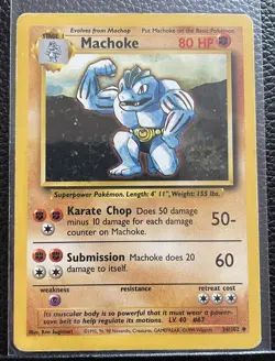 Pokemon TCG Machoke Base Set 34/102 Unlimited Uncommon LP *Free Ship Canada - Image 1