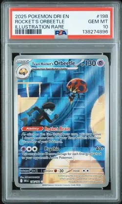 Team Rocket’s Orbeetle #198 - Pokemon Destined Rivals Illustration Rare - PSA 10 - Image 1