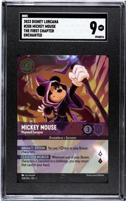 Disney Lorcana Mickey Mouse Wayward Sorcerer 208/204 *FOIL* SGC 9 MINT Enchanted - Image 1