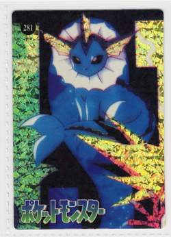Vaporeon Holo Pokemon Vintage Pocket Monster Vending Prism Sticker #281 Bandai - Image 1