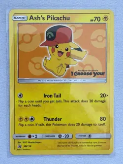 Ash's Pikachu SM110 Promo SM Black Star Promos Pokemon - Image 1