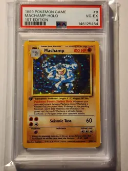 1999 POKEMON BASE SET 1ST EDITION #8 MACHAMP-HOLO PSA 4 - Image 1
