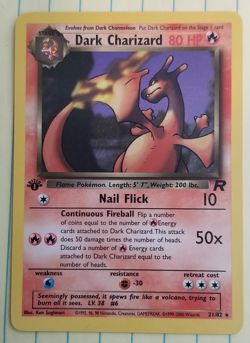 Pokemon TCG Dark Charizard 21/82 Team Rocket First Edition Non Holo Rare Vintage - Image 1