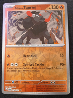 Paldean Tauros Reverse Holo 18/191 NM/ MINT Pokemon TCG Surging Sparks English - Image 1