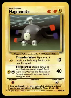 MAGNEMITE - 53/102 Common Base Set Pokemon NM - Image 1
