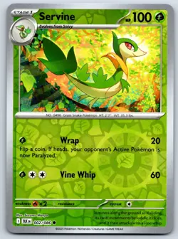Servine - Reverse Holo - SV: Black Bolt 002/086 Pokemon Card NM - Image 1