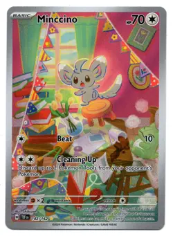 Pokemon TCG Temporal Forces Minccino 182/162 Holo Illustration Rare - Image 1