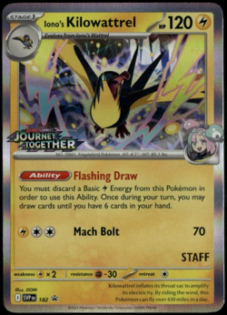 Iono's Kilowattrel SVP 182 STAFF STAMP Pokemon PreRelease Journey Together NM - Image 1
