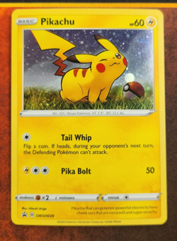 Pokemon TCG Pikachu SWSH039 Sword & Shield Holo Black Star Promo Card - Image 1