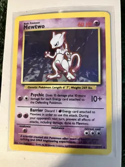 Pokemon TCG Base Set Mewtwo Holo Card 10/102 Rare Mint Condition - Image 1