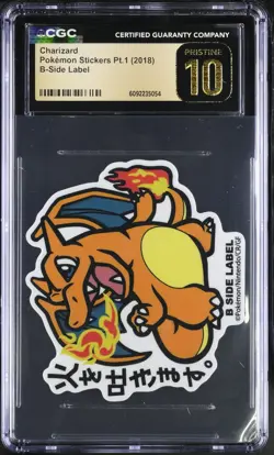 (CGC 10 Pristine) Pokemon Card - 2018 Charizard Sticker - Center B Side Label - Image 1