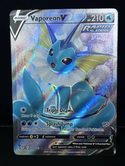 The Pokemon Company Vaporeon V Rapid Strike Ultra Rare SWSH07 Holo 210 HP Card - Image 2