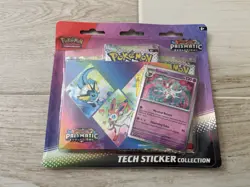 Pokemon TCG Prismatic Evolutions Tech Sticker Collection Leafeon 3 Packs NEW - Image 1