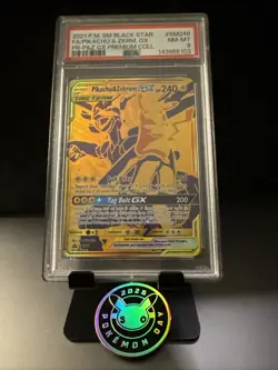2021 POKEMON PREMIUM COLLECTION PROMO #SM248 FULL ART/PIKACHU & ZEKROM GX PSA 8 - Image 1