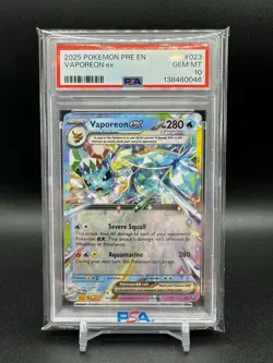 Vaporeon EX 023/131 Prismatic Evolutions English PSA 10 GEM MINT 2025 Pokemon - Image 1