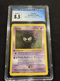 Pokemon Gastly 50/102 from Base Set Shadowless 1st Edition in a CGC 8.5 !! - Image 1