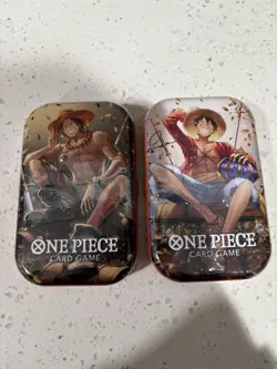 One Piece Mini Tin Set Vol 2 (2 Tins) Luffy Ace OP-13 Promo Cards Sealed - Image 1