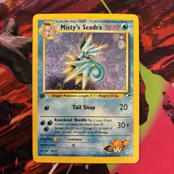1st Edition Misty's Seadra 009/132 Gym Heroes Holo Rare Vintage Pokemon Card - Image 3