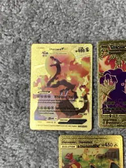 Set of 5 Charizard Gold Foil Fan Art Display Cards NM! - Image 2