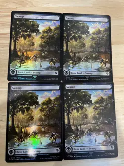 4x x4 MTG Swamp (Chocobo Track Foil) #0480 Commander: Final Fantasy FIC NM/M - Image 1