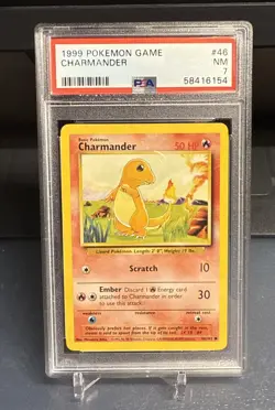 1999 Pokemon Base Set Unlimited Charmander 46/102 PSA 7 NM - Image 1