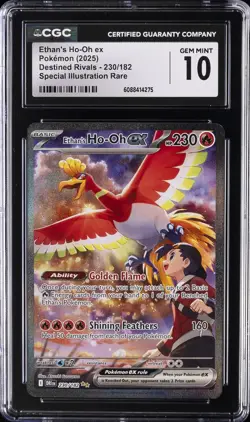 2025 POKEMON DESTINED RIVALS #230/182 ETHAN'S HO-OH EX CGC 10 GEM MINT - Image 1