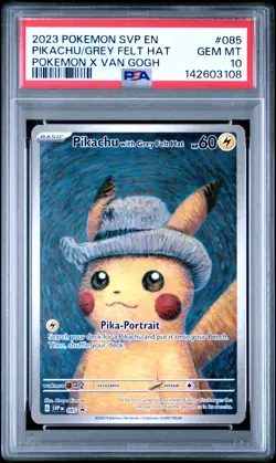 2023 POKEMON SVP EN-SV BLACK STAR PROMO #085 PIKACHU WITH GREY FELT HAT PSA 10 - Image 1