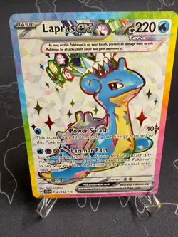 Pokemon TCG Lapras ex 158/142 Sv07: Stellar Crown Full Art Ultra Rare Holo NM - Image 1