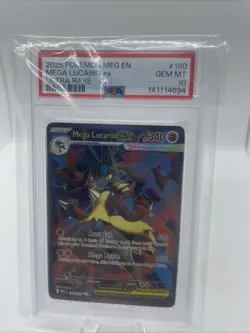 Pokemon TCG Mega Lucario ex 160/132 Mega Evolution Ultra Rare Holo PSA 10 - Image 1