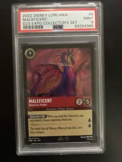 2022 Disney Lorcana D23 Maleficent Monstrous Dragon #5 PSA 9 eBay Authenticated - Image 1