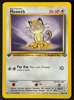 1st Edition Meowth - Jungle - #56/64 - Vintage Pokemon Card 1999 WOTC - Image 1
